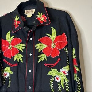 Vintage Rockmount | Embroidered red and black button down western dress shirt